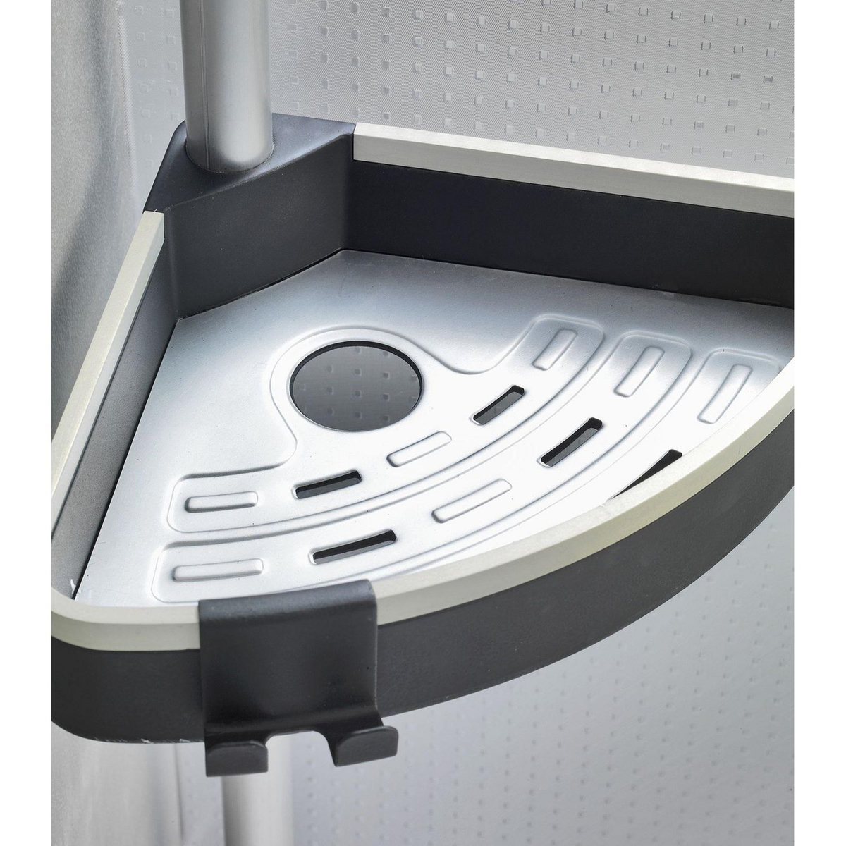 Wenko Etagère de douche extensible Wave - L. 27 x H. 70/260 cm - Noir