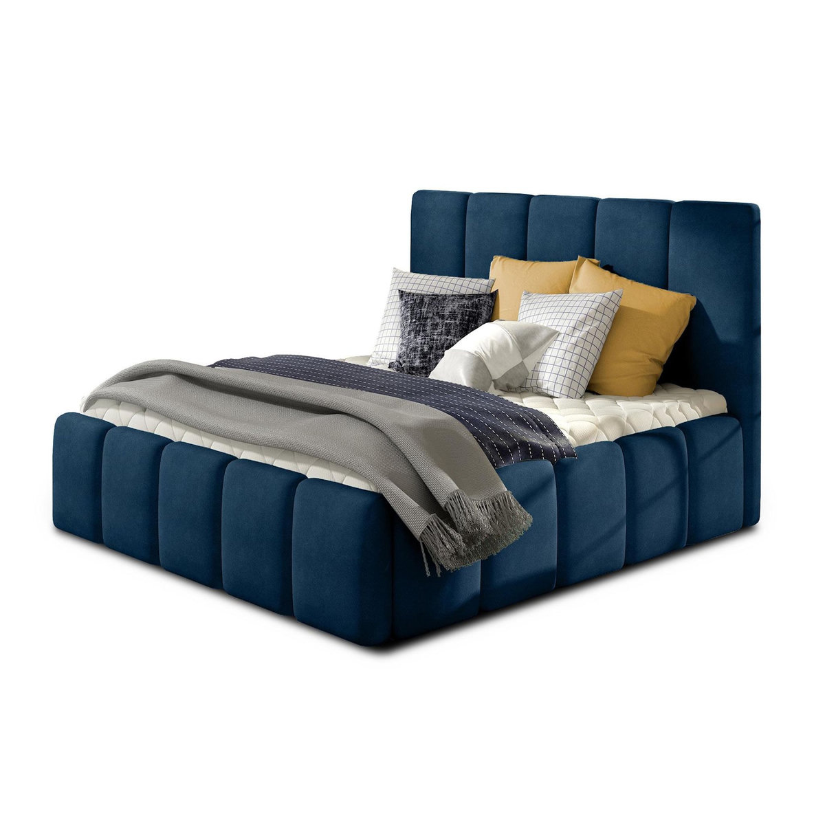 BEST MOBILIER Lucea - lit coffre - 160x200 - sommier inclus - en velours