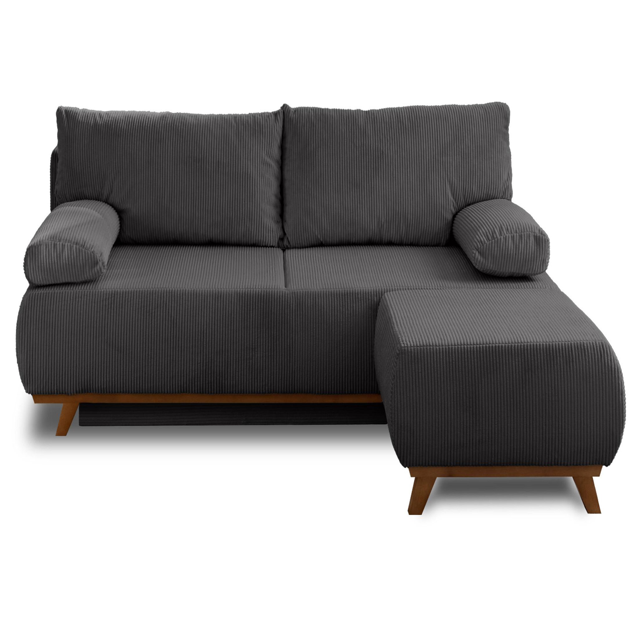 Voir la diapositive 1 : BEST MOBILIER Cristal - canapé 3 places - convertible avec coffre et pouf - en velours côtelé
