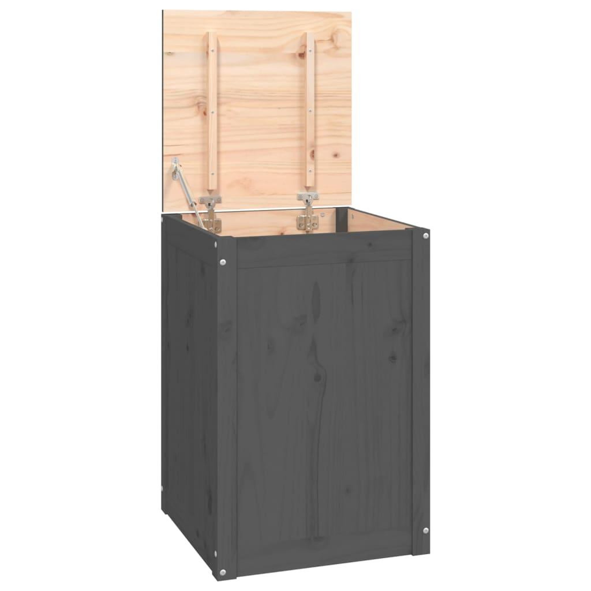 Voir la diapositive 2 : VIDAXL Boîte a linge Gris 44x44x66 cm Bois massif de pin
