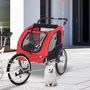 Voir la diapositive 2 : HOMCOM Remorque vélo jogger 2 en 1 pour animaux drapeau roue avant pivotante réflecteurs et barre d'attelage inclus rouge noir