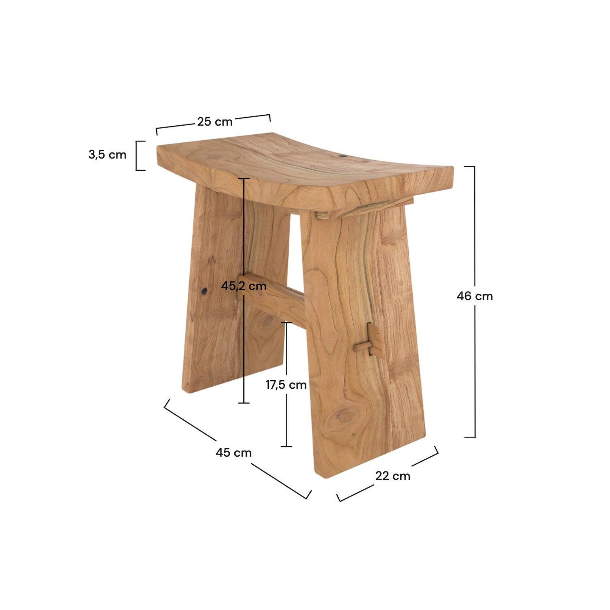 Voir la diapositive 4 : MAISON PAVANE Tabouret en bois de teck recyclé-Eka