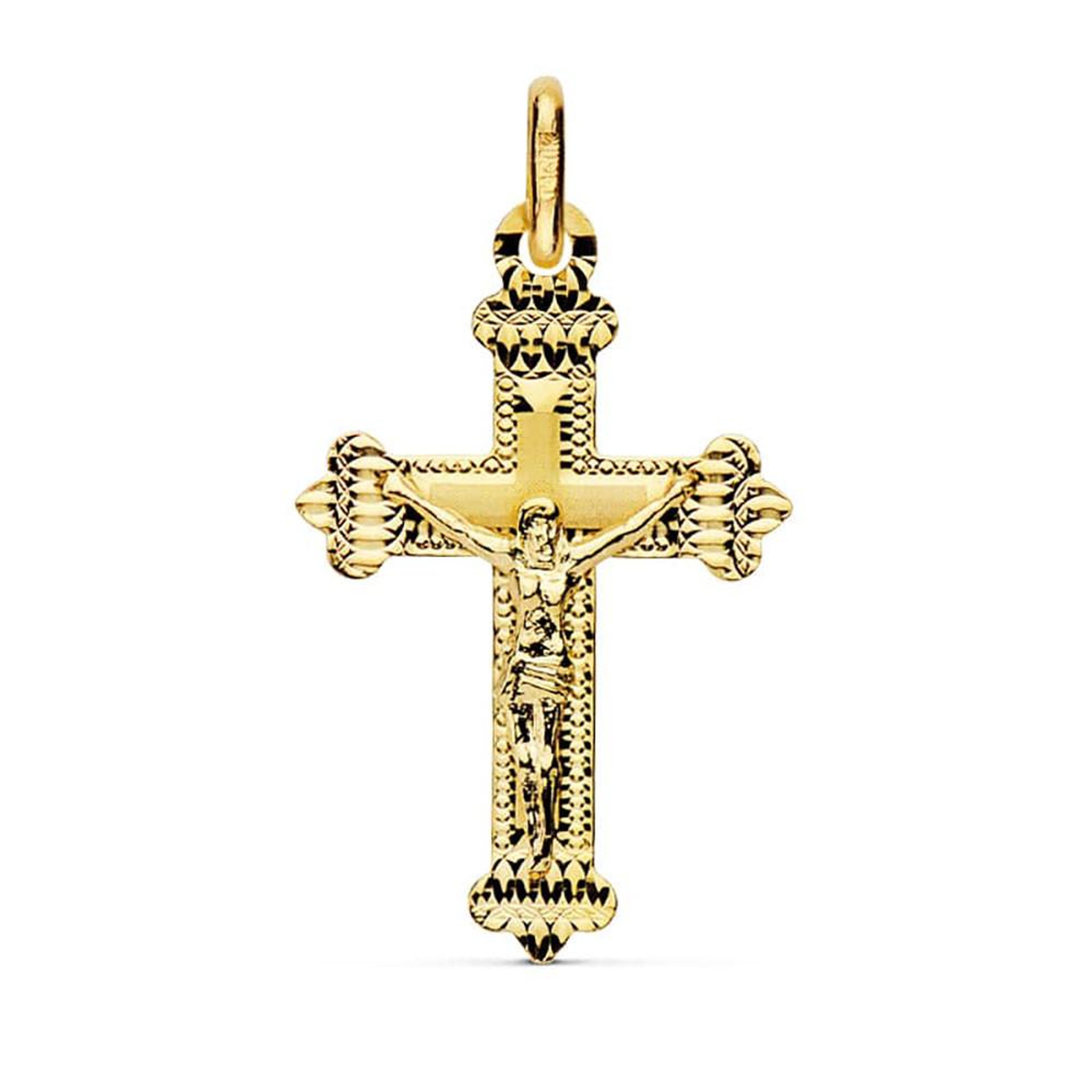 L'ATELIER D'AZUR Pendentif  - Médaille Christ sur la Croix Or 18 Carats 750 Jaune - Chaine Offerte