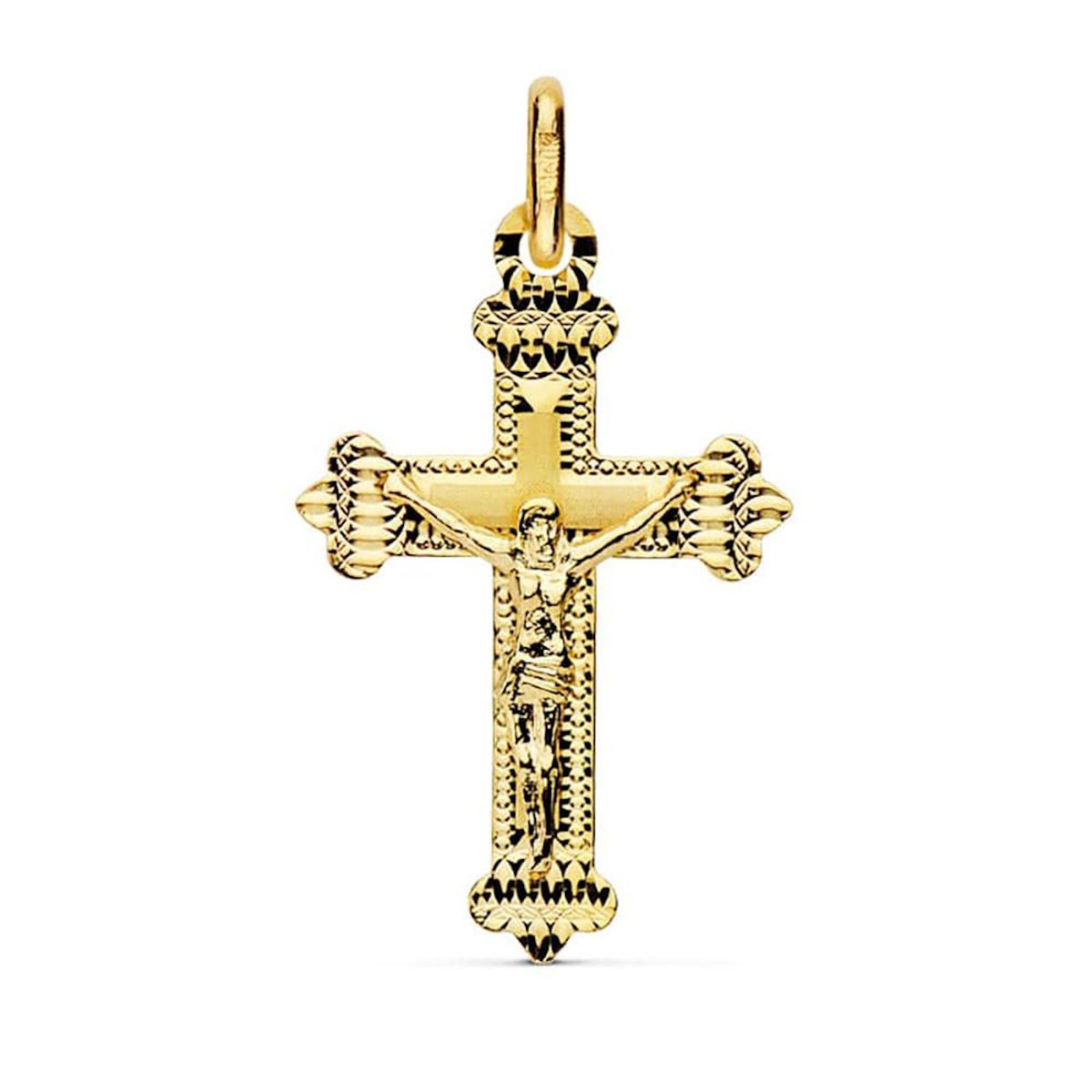 L'ATELIER D'AZUR Pendentif  - Médaille Christ sur la Croix Or 18 Carats 750 Jaune - Chaine Offerte
