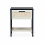 Voir la diapositive 5 : SWEEEK Table de chevet noir et cannage 40 x 40 x 48cm - Bianca - 1 tiroir. 1 étagère