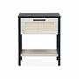 Voir la diapositive 5 : SWEEEK Table de chevet noir et cannage 40 x 40 x 48cm - Bianca - 1 tiroir. 1 étagère