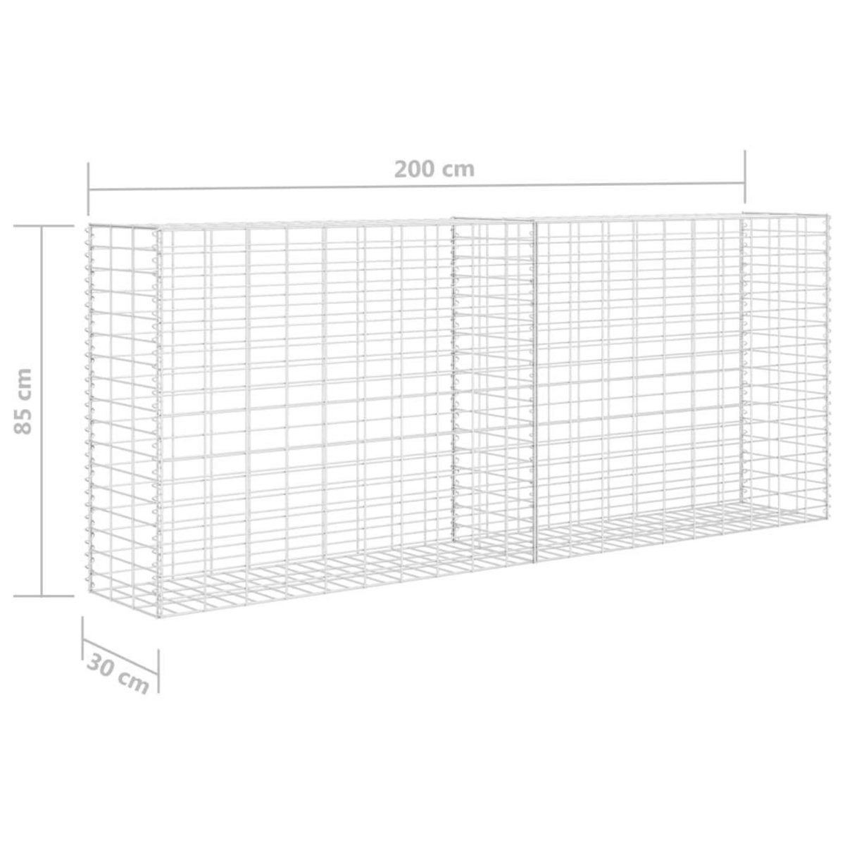 VIDAXL Panier de gabion Acier inoxydable 85x30x200 cm
