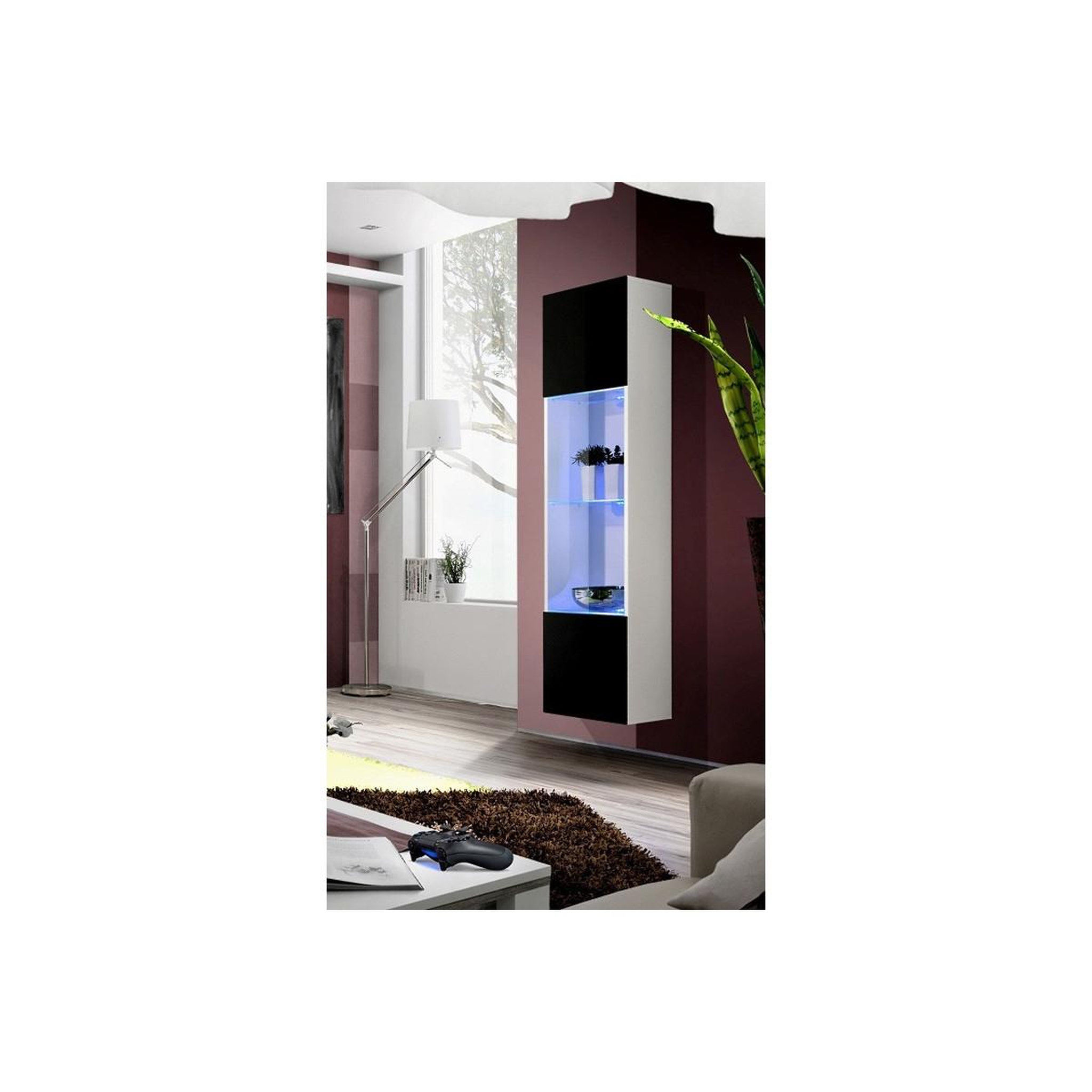 Voir la diapositive 2 : Paris Prix Vitrine led murale design  fly c3  170cm noir & blanc