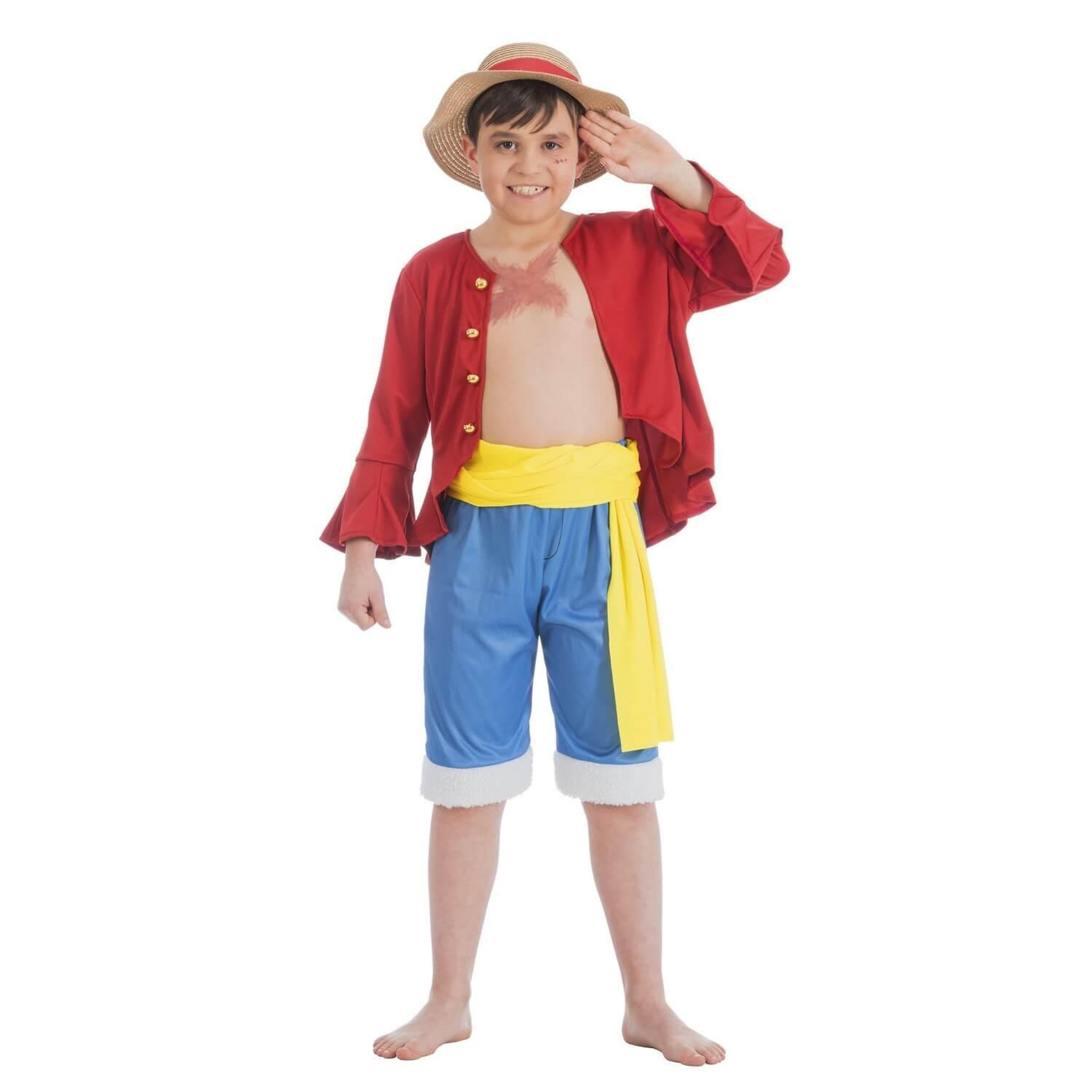 CHAKS Déguisement Luffy - One Piece - Garçon - 9/10 ans (134 à 140 cm)