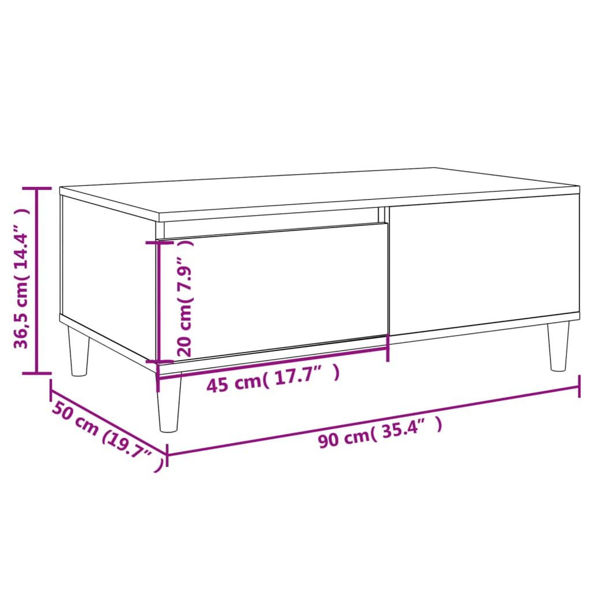 Voir la diapositive 6 : VIDAXL Table basse Chene sonoma 90x50x36,5 cm Bois d'ingenierie
