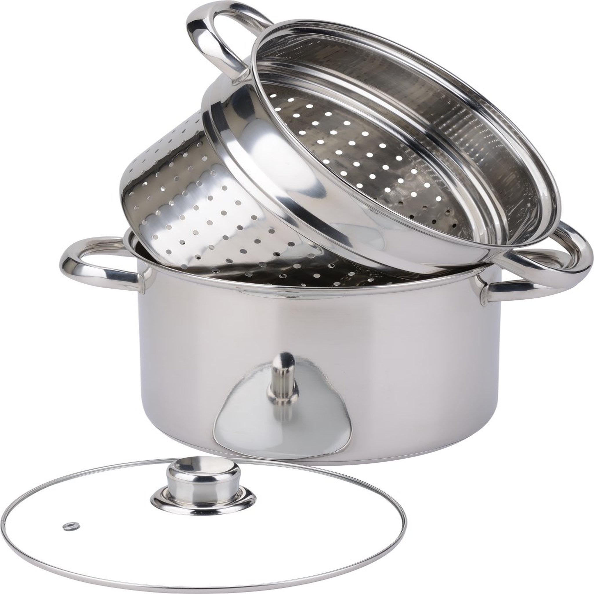 BAUMALU Cuiseur à pâtes en inox 20 cm avec couvercle en verre