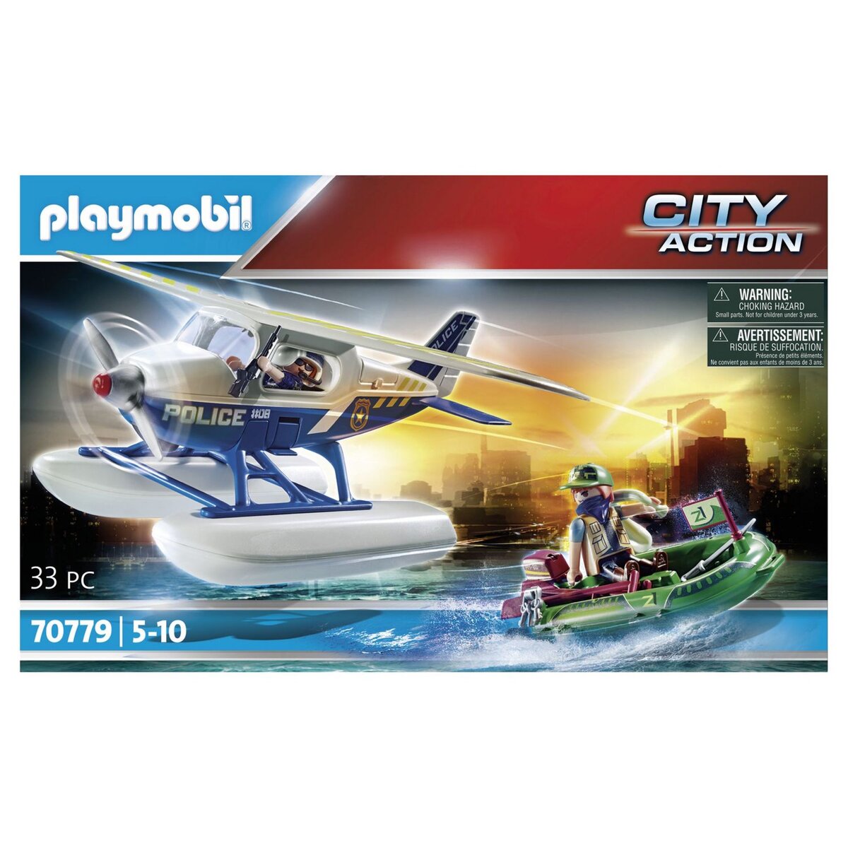 PLAYMOBIL 70779 - City Action Hydravion de la police et canoé 