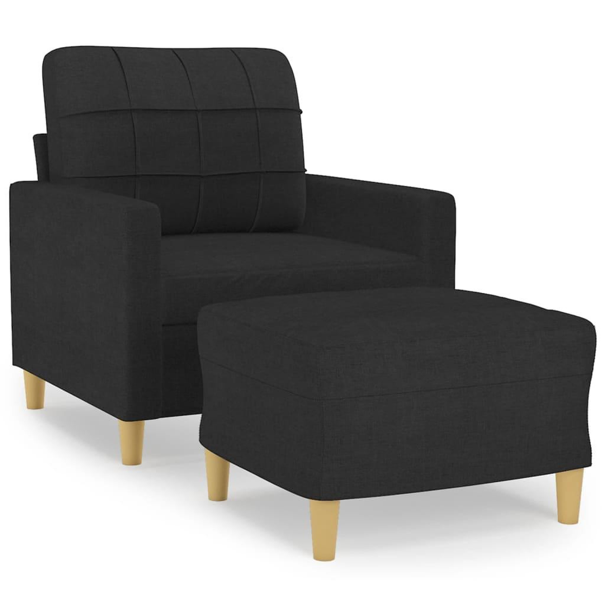 Voir la diapositive 2 : VIDAXL Fauteuil avec repose-pied Noir 60 cm Tissu