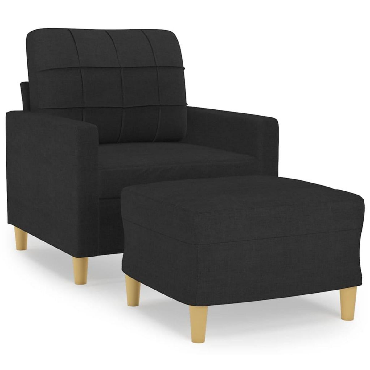 VIDAXL Fauteuil avec repose-pied Noir 60 cm Tissu
