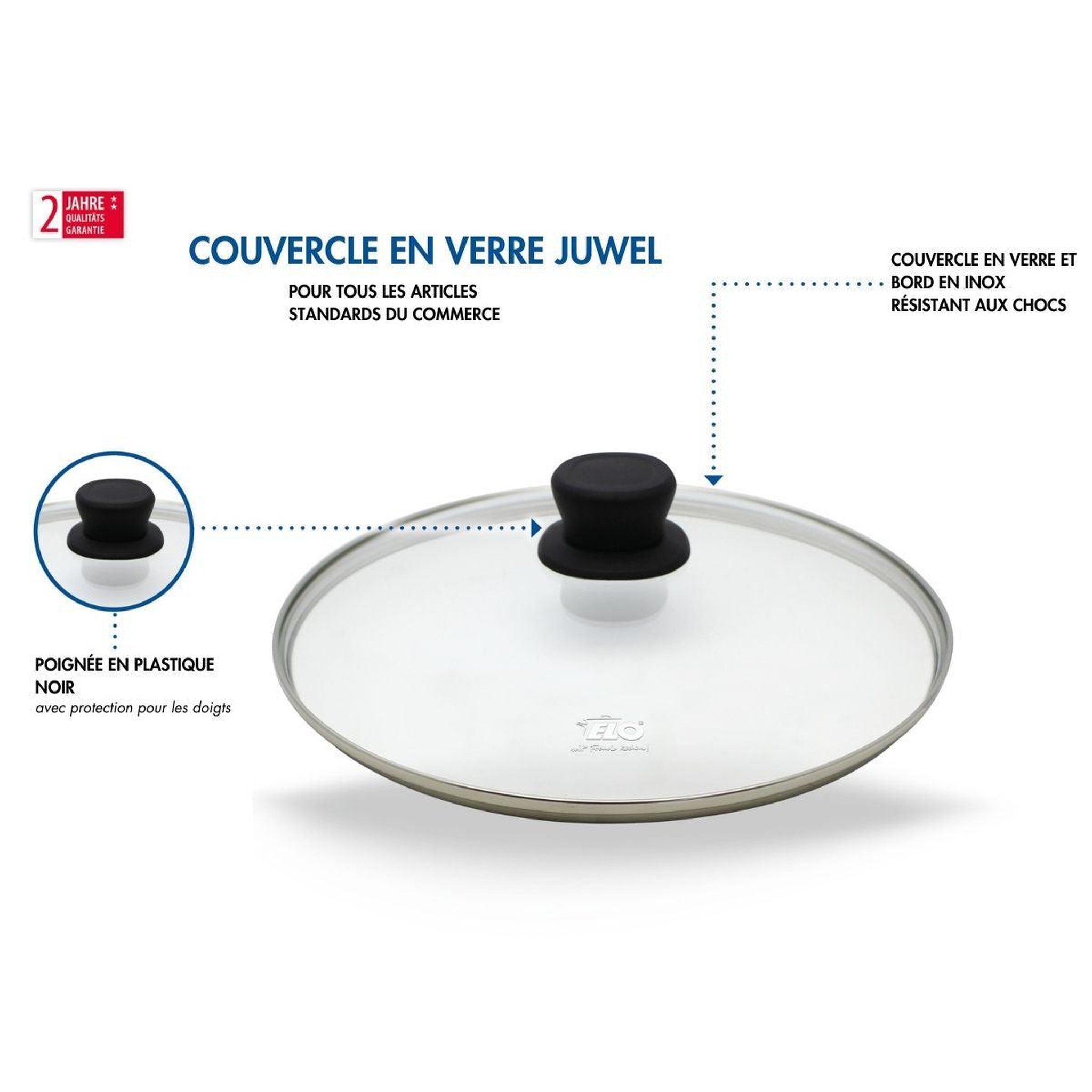 Voir la diapositive 3 : ELO Poêle 32 cm céramique sans pfas et son couvercle elo