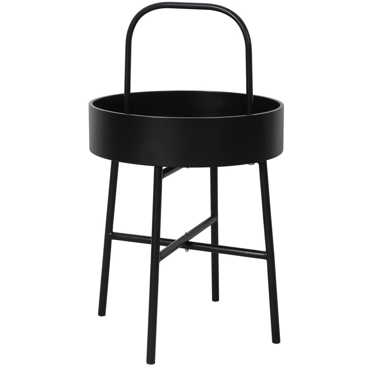 VS VENTA-STOCK Table auxiliaire Jaipur avec Plateau en MDF Noir et Structure métallique en Noir Mat
