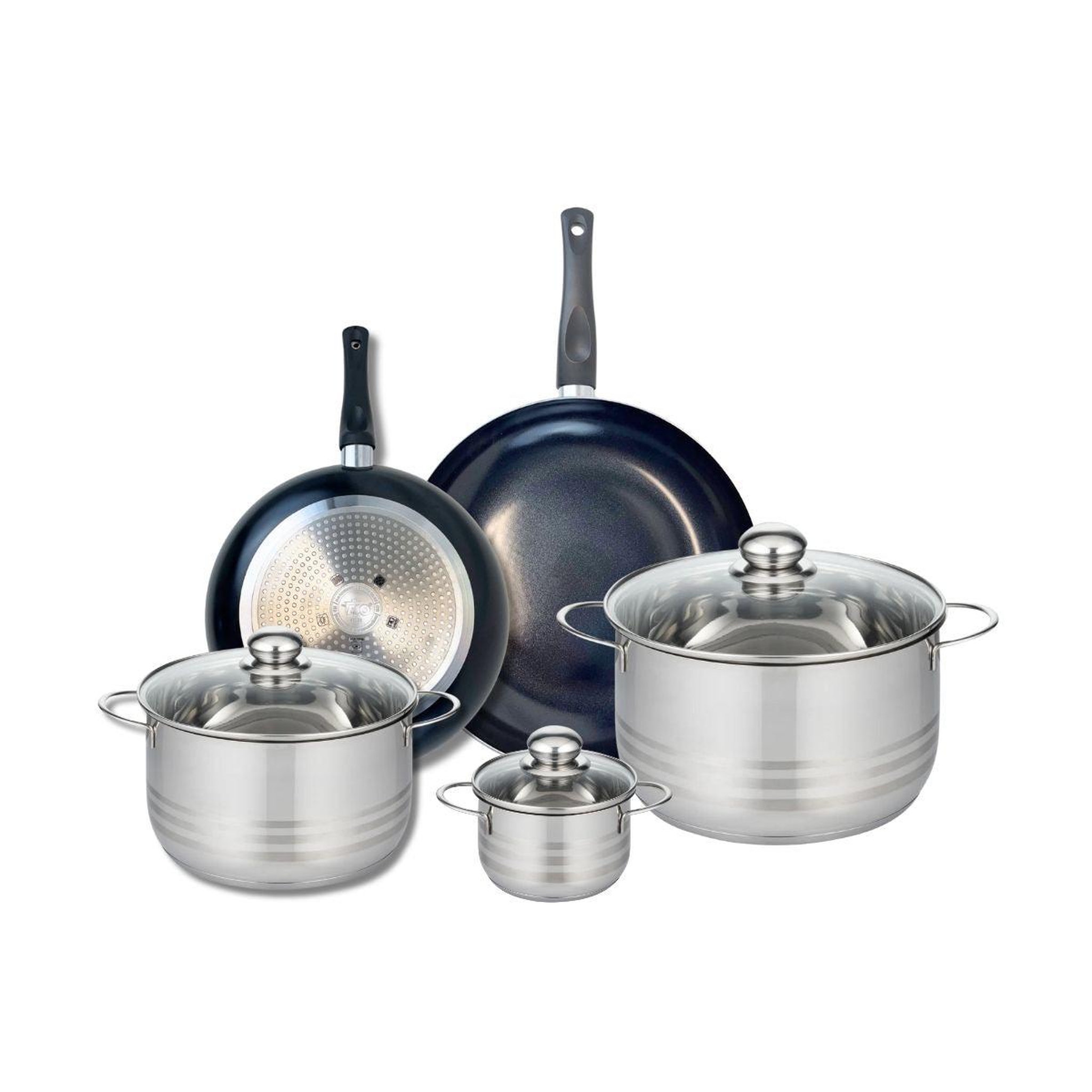 ELO Ensemble de 2 poêles de cuisson 24 et 28 cm et 3 faitouts 12, 20 et 24 cm elo prima brillant