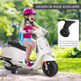 Voir la diapositive 5 : HOMCOM Scooter moto électrique enfants 6 V dim. 102L x 51l x 76H cm musique MP3 port USB klaxon phare feu AR blanc Vespa