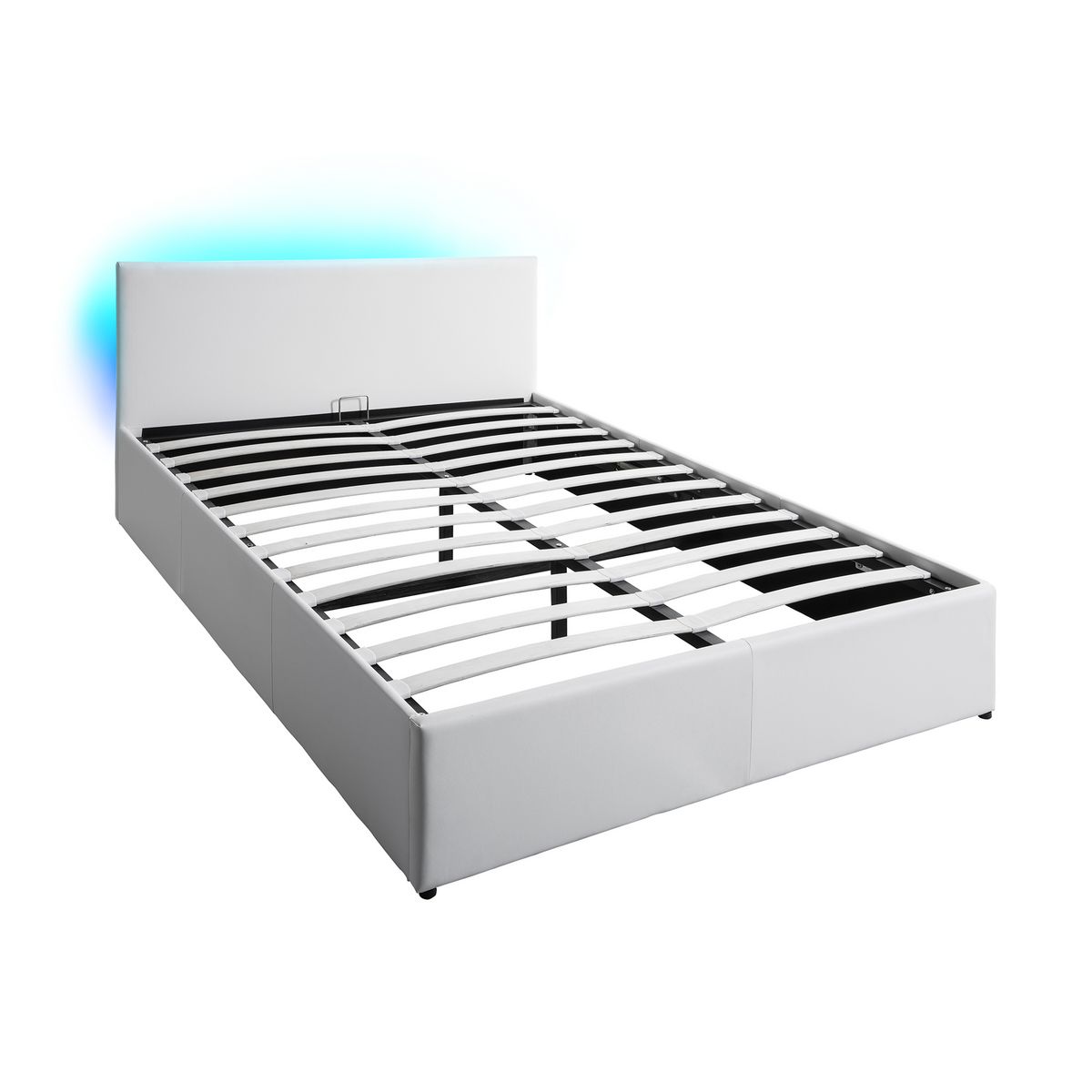Lit coffre 160x200cm avec sommier à lattes et tête de lit LED WILLOW