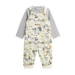 Petit Béguin Ensemble salopette bébé en molleton et t-shirt Boavista. Coloris disponibles : Beige