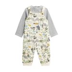 Petit Béguin Ensemble salopette bébé en molleton et t-shirt Boavista. Coloris disponibles : Beige