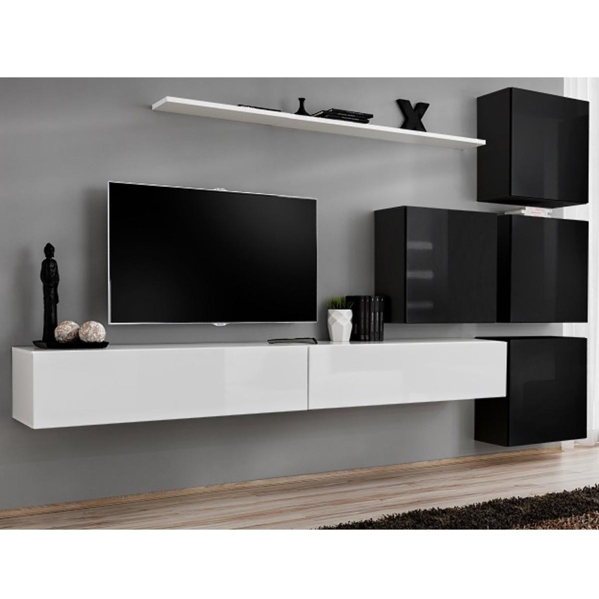 Paris Prix Meuble tv mural design  switch ix  310cm blanc & noir