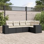 VIDAXL Salon de jardin 5 pcs avec coussins noir resine tressee
