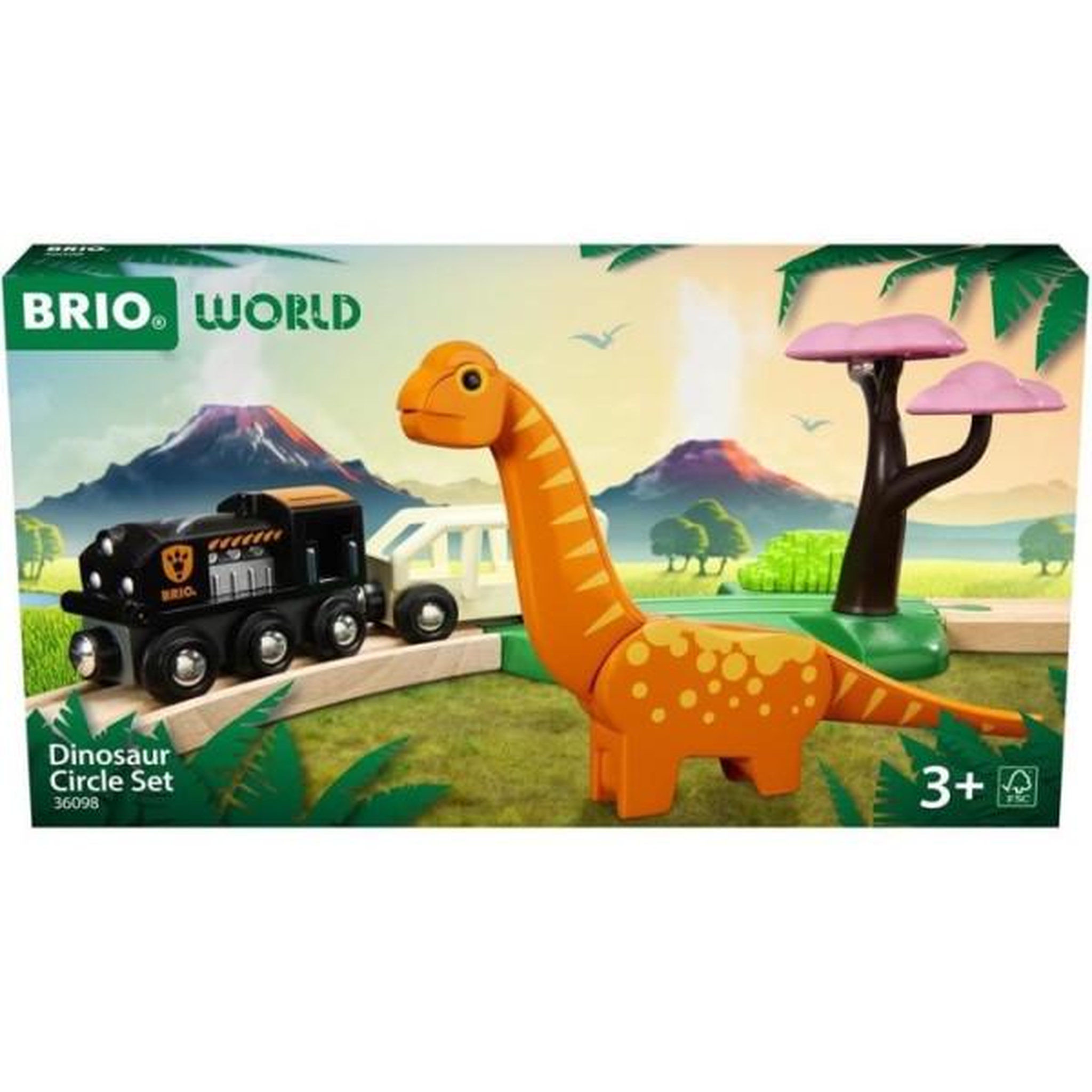 Voir la diapositive 2 : Brio Circuit Dinosaure - Coffret Complet 12 pieces - Action de Jeu sans Pile - Dinosaure Inclus - Circuit de Train en Bois - BRIO Wor