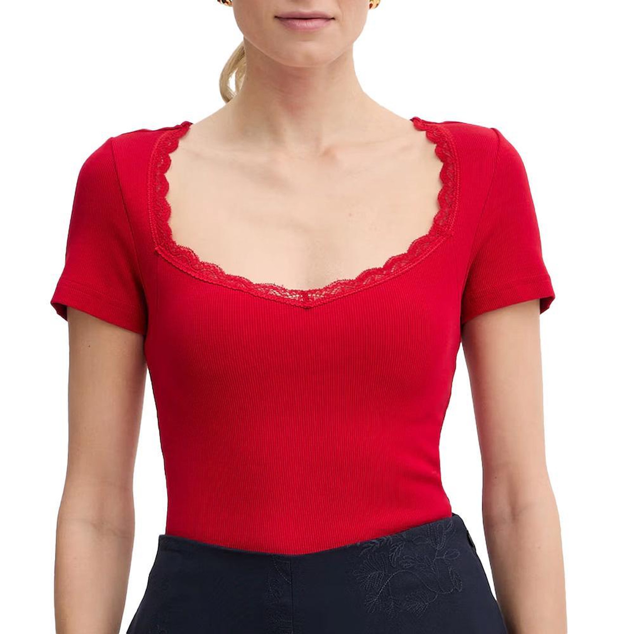 MORGAN T-shirt Rouge Femme Morgan Damour. Coloris disponibles : Rouge
