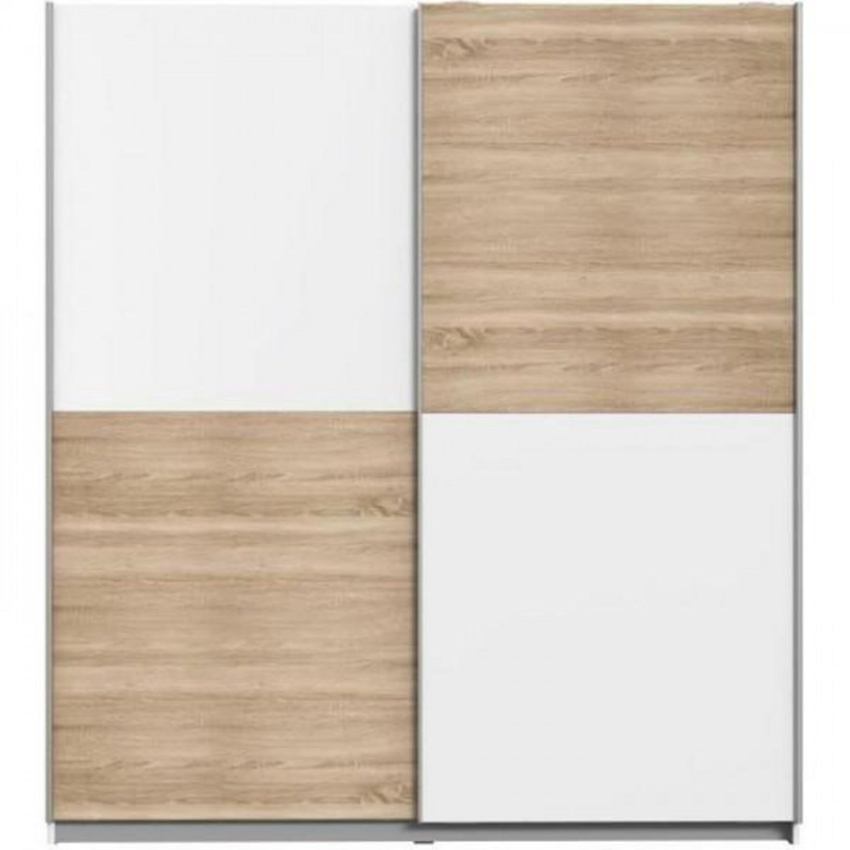 MARKET24 Armoire 2 portes coulissantes - Panneaux de particules - Décor chene et blanc - L 170,3 x P 61,2 x H 190,5 cm - ULOS