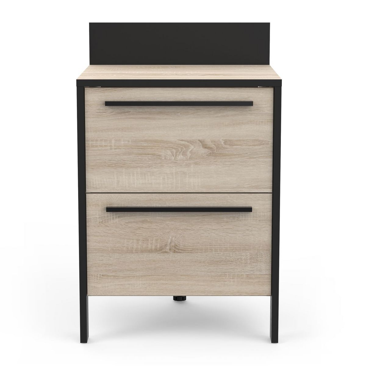 Ensemble meubles de cuisine bas sous évier 1 porte L64cm + bas 2 tiroirs L64cm + haut 1 porte L64cm BRICKHOUSE