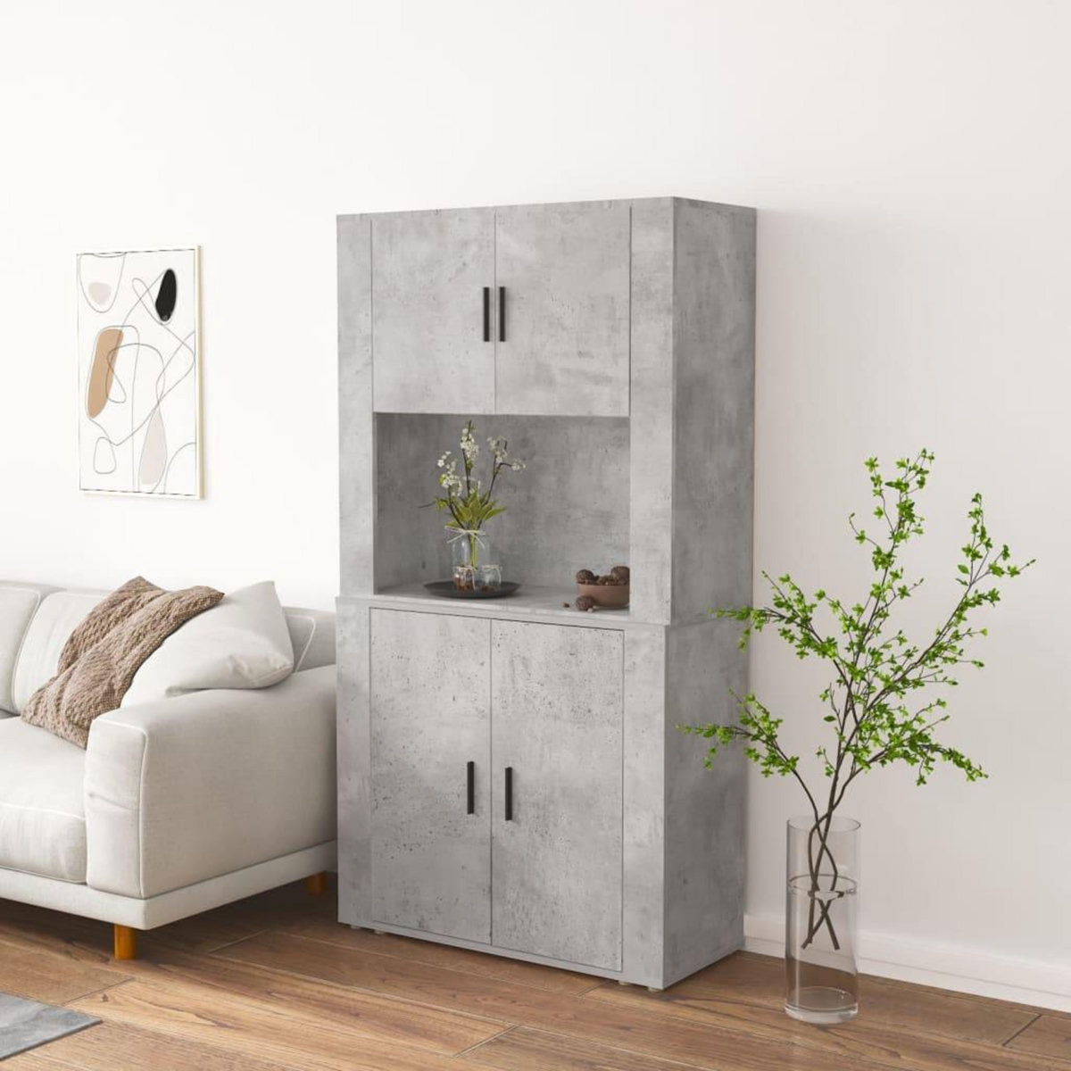 VIDAXL Buffet haut Gris beton Bois d'ingenierie