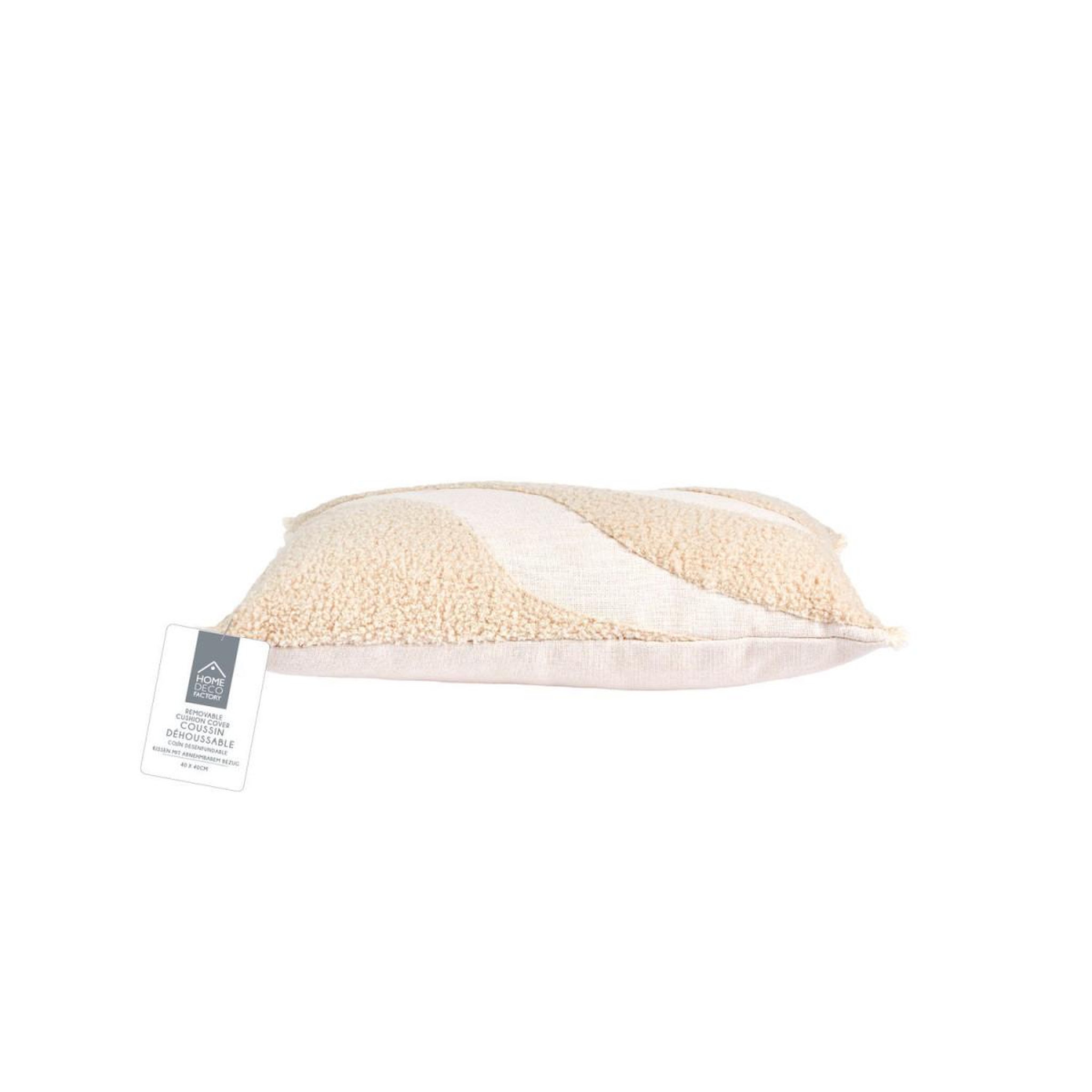 Voir la diapositive 3 : The Home Deco Factory Coussin déco  bouclette  30x50cm beige & blanc