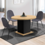 Voir la diapositive 4 : ID MARKET Table à manger extensible ronde EDEN 4-8 personnes bois et noir 120-160 cm