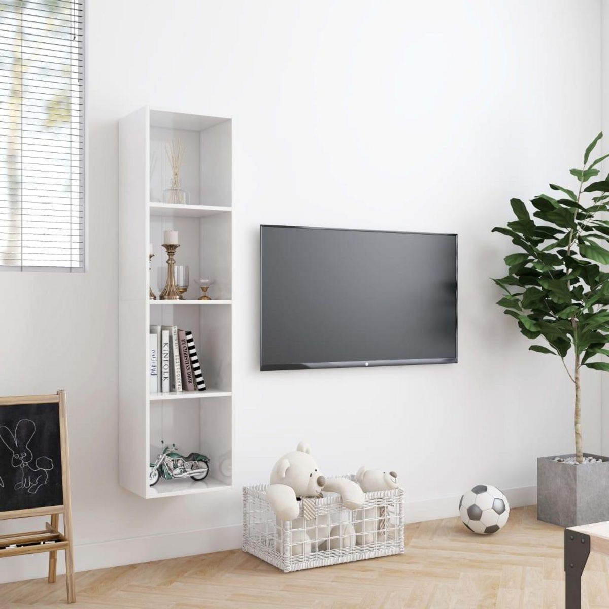 VIDAXL Bibliotheque/Meuble TV Blanc brillant 143x30x36 cm