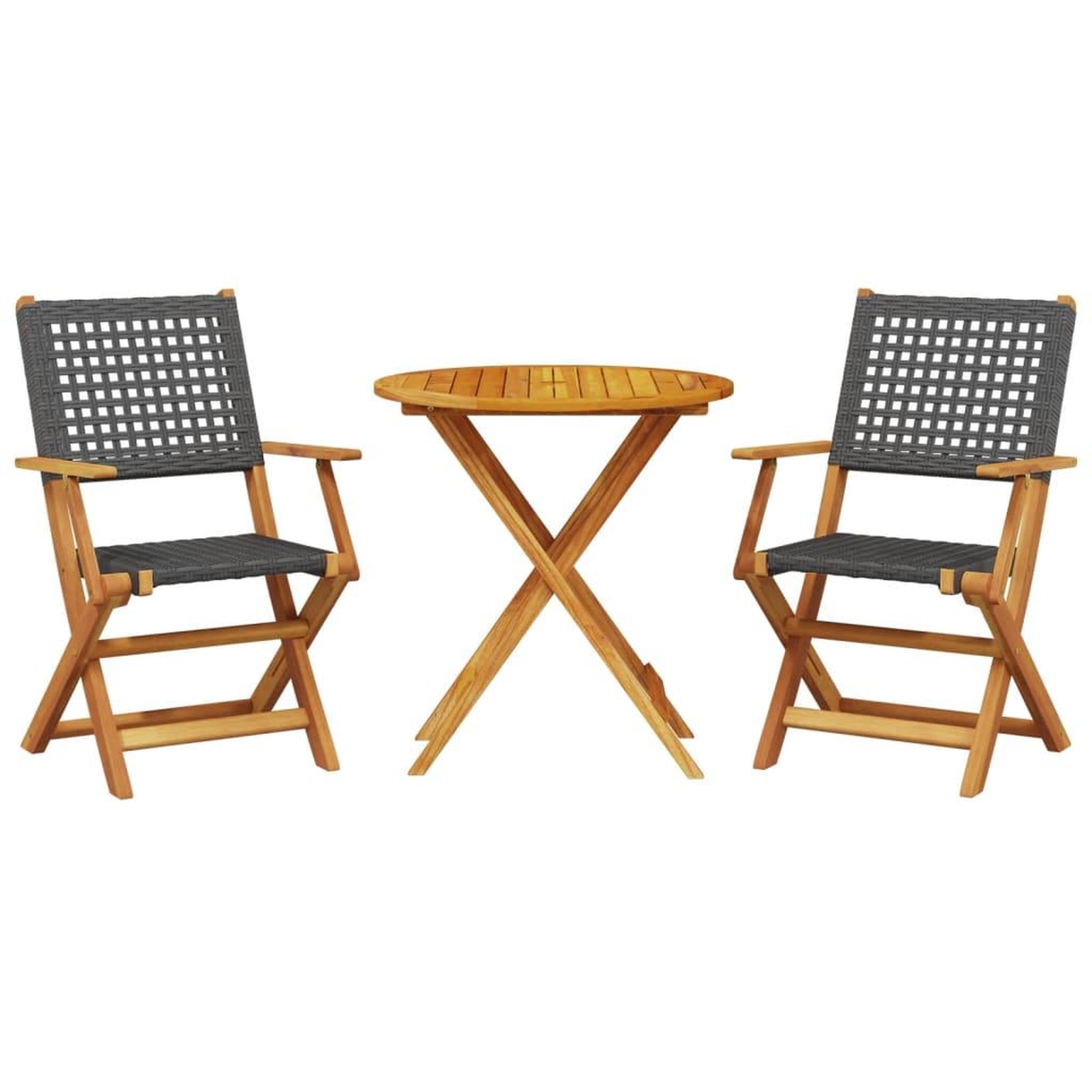 Voir la diapositive 2 : VIDAXL Ensemble de bistro 3 pcs noir resine tressee et bois massif