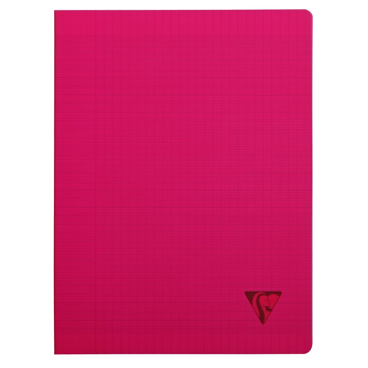 CLAIREFONTAINE cahier grands carreaux seyes piqûre Linicolor 24x32 96 pages - rouge