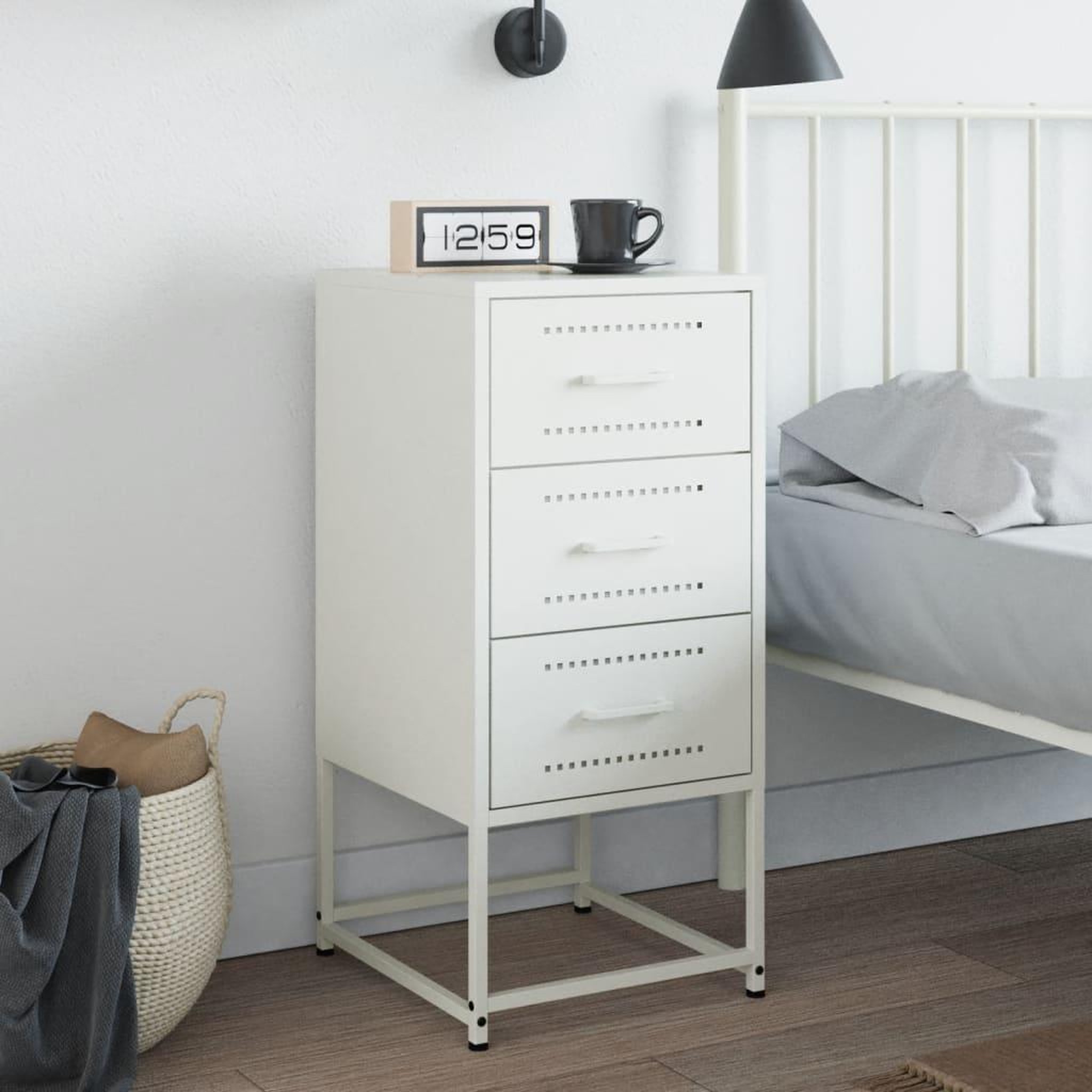 Voir la diapositive 3 : VIDAXL Table de chevet blanc 36x39x78 cm acier