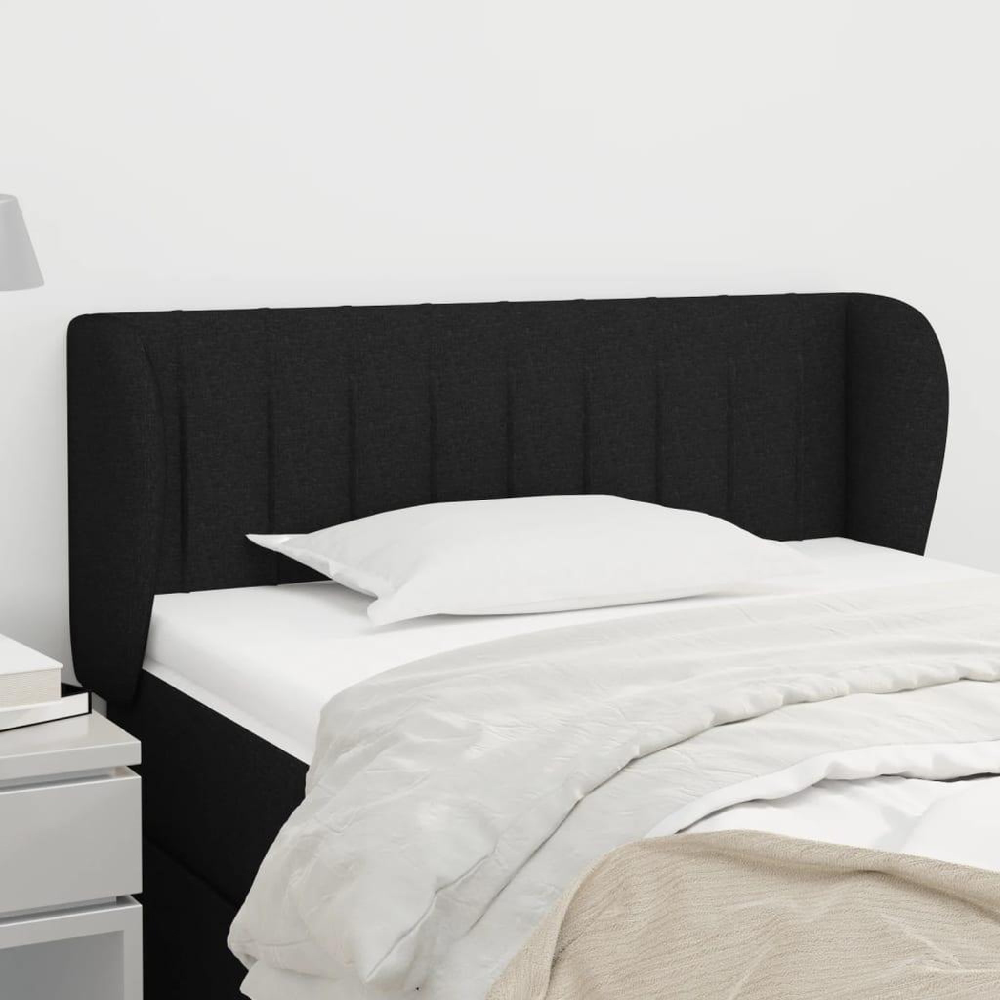 Voir la diapositive 1 : VIDAXL Tete de lit avec oreilles Noir 83x23x78/88 cm Tissu