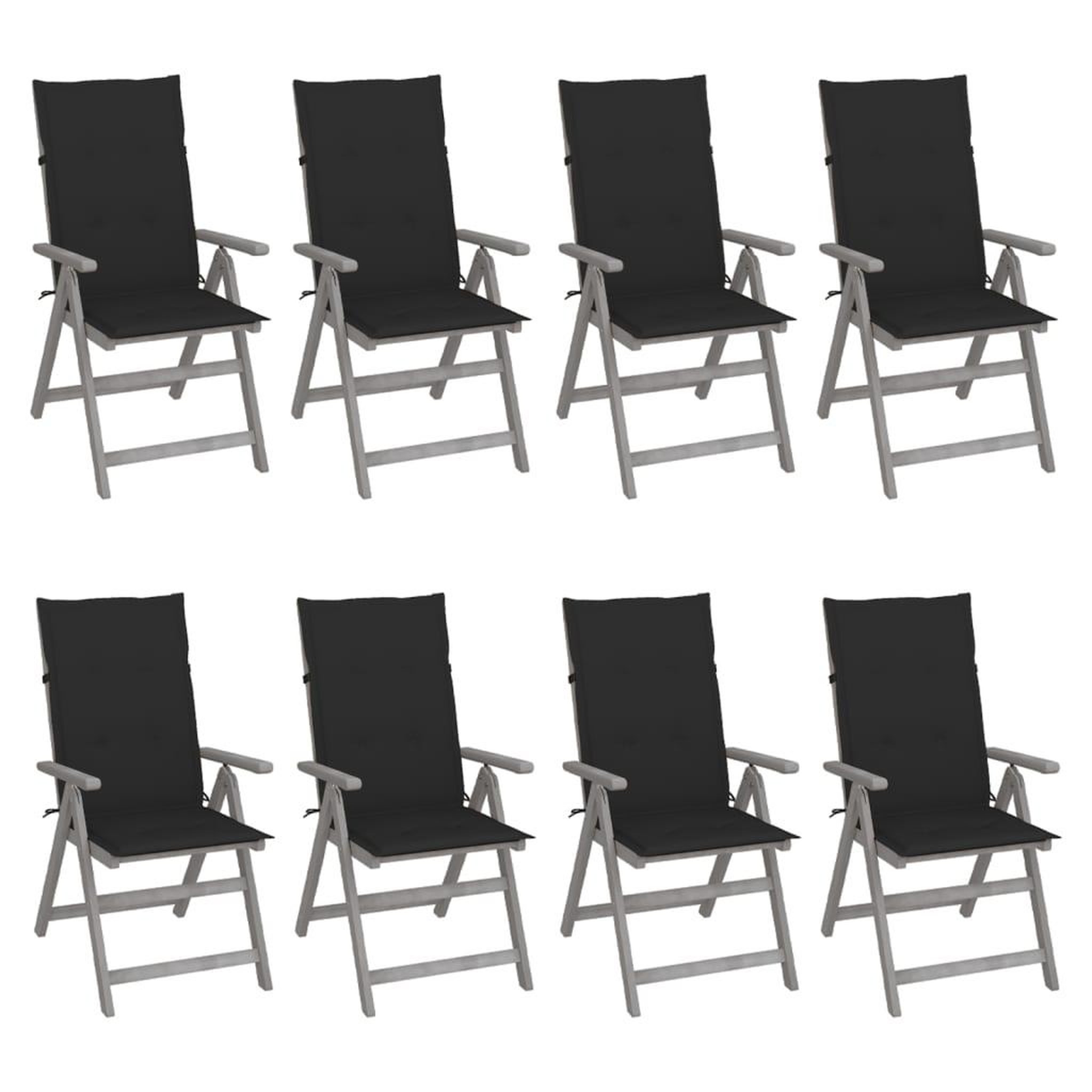 VIDAXL Chaises inclinables de jardin et coussins lot de 8 Gris Acacia
