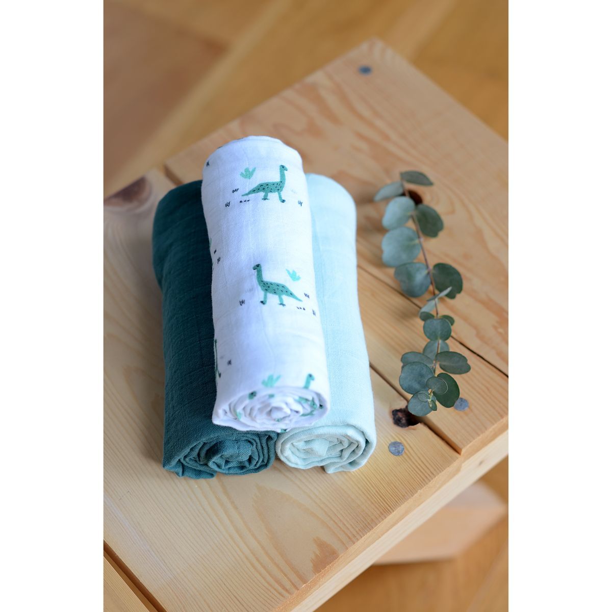 BEABA Boite de 3 Langes en coton bio Jurassique