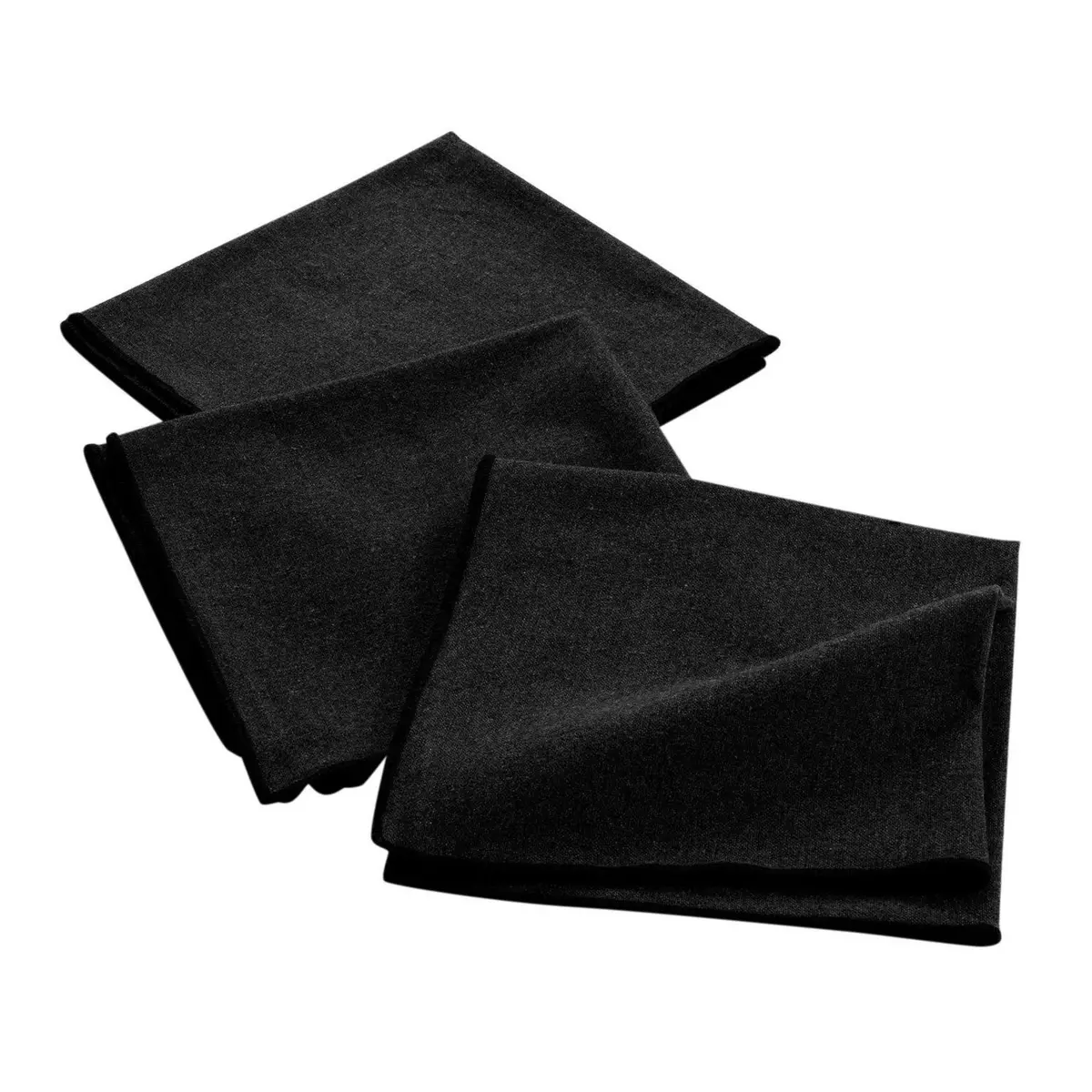 Douceur d'Intérieur Lot de 3 serviettes de table en coton recyclé Anaïs - Noir