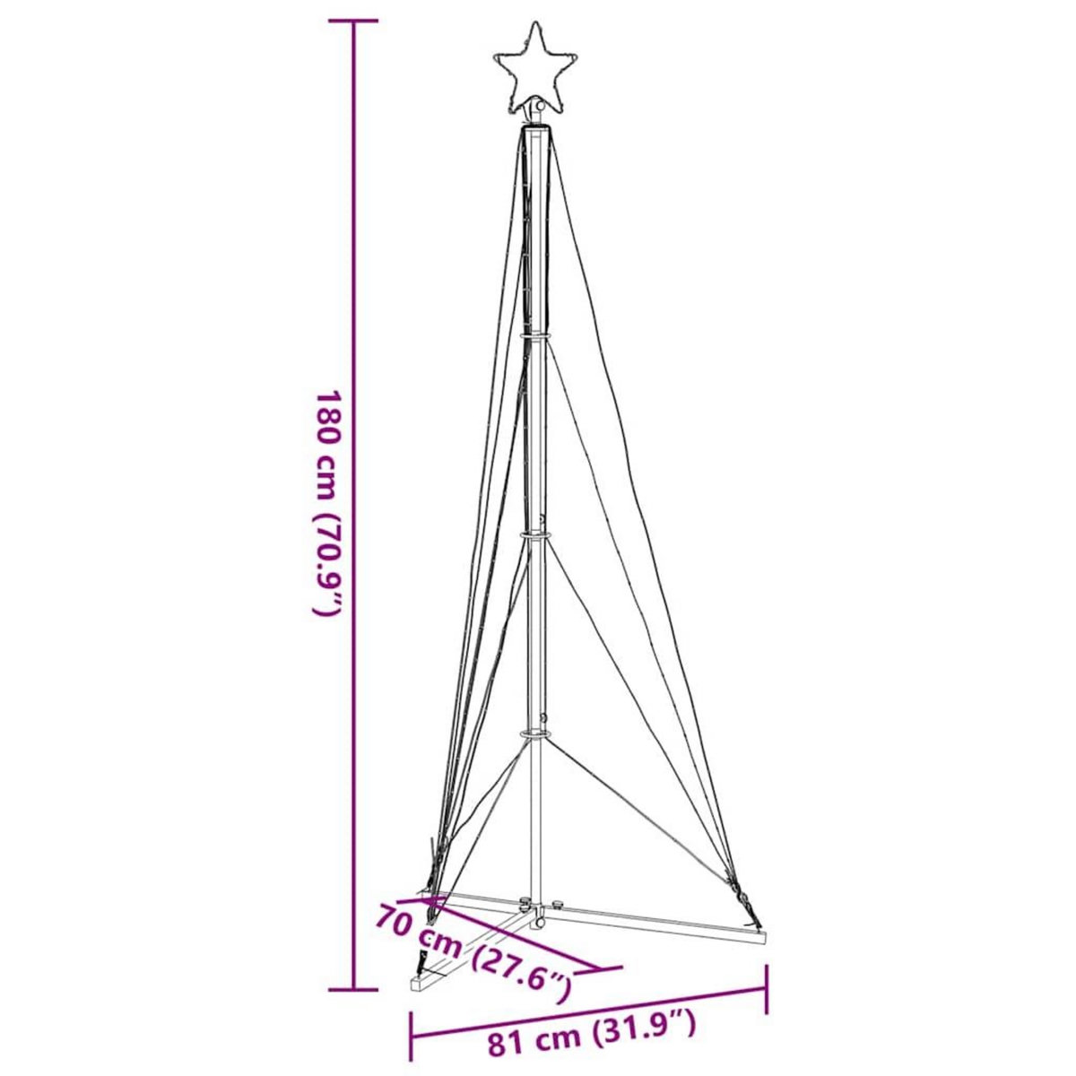 VIDAXL Sapin de Noël a LED 363 LED blanc froid 182 cm