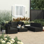 Voir la diapositive 1 : VIDAXL Salon de jardin 7 pcs avec coussins Noir Resine tressee