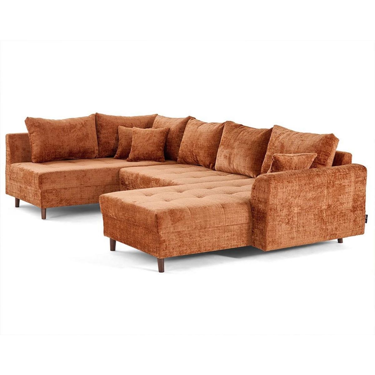 LISA DESIGN Rune - canapé panoramique d'angle gauche 7 places en velours texturé