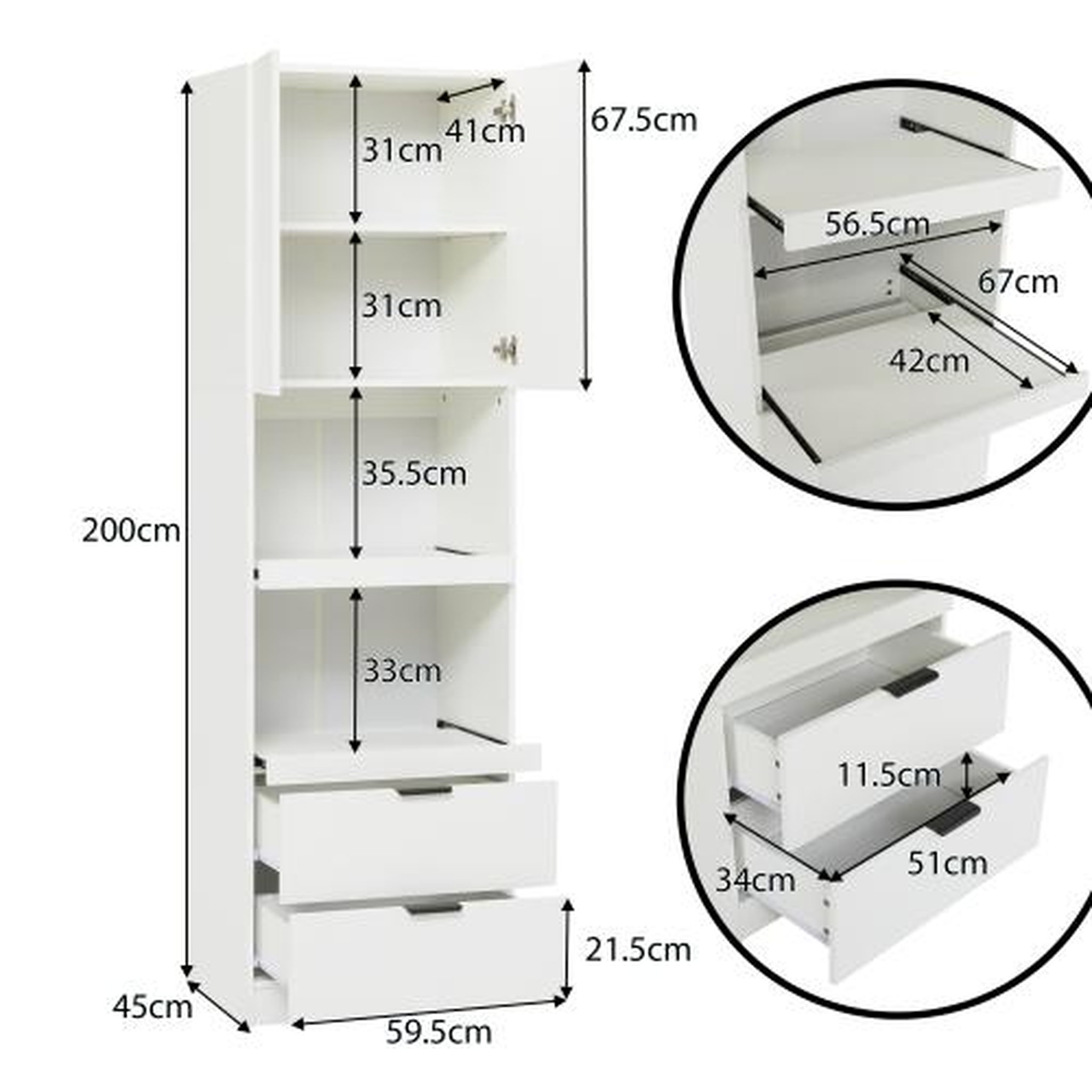 Voir la diapositive 3 : MERAX Buffet de cuisine 4 portes 0 tiroirs - 59,5 cm blanc mdf