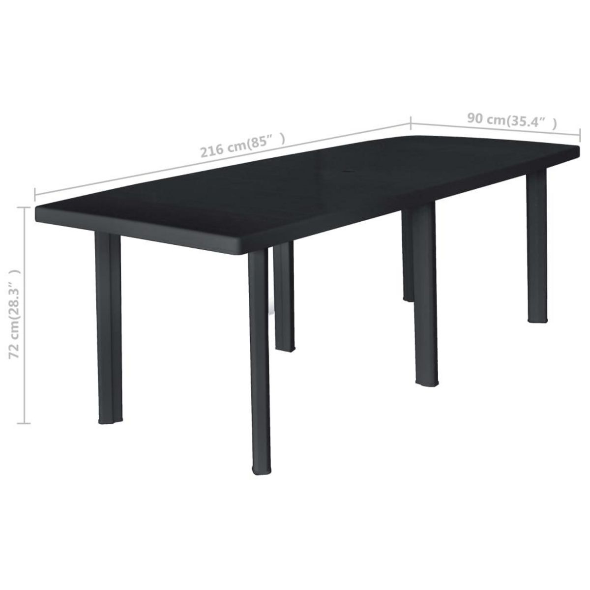VIDAXL Table de jardin Anthracite 216x90x72 cm Plastique