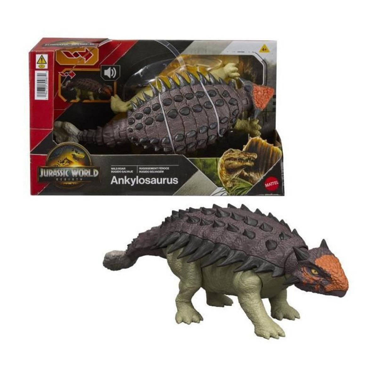JURASSIC Jurassic World - Figurine articulée Ankylosaurus Rugissement féroce - Son - Jurassic World - JGB90