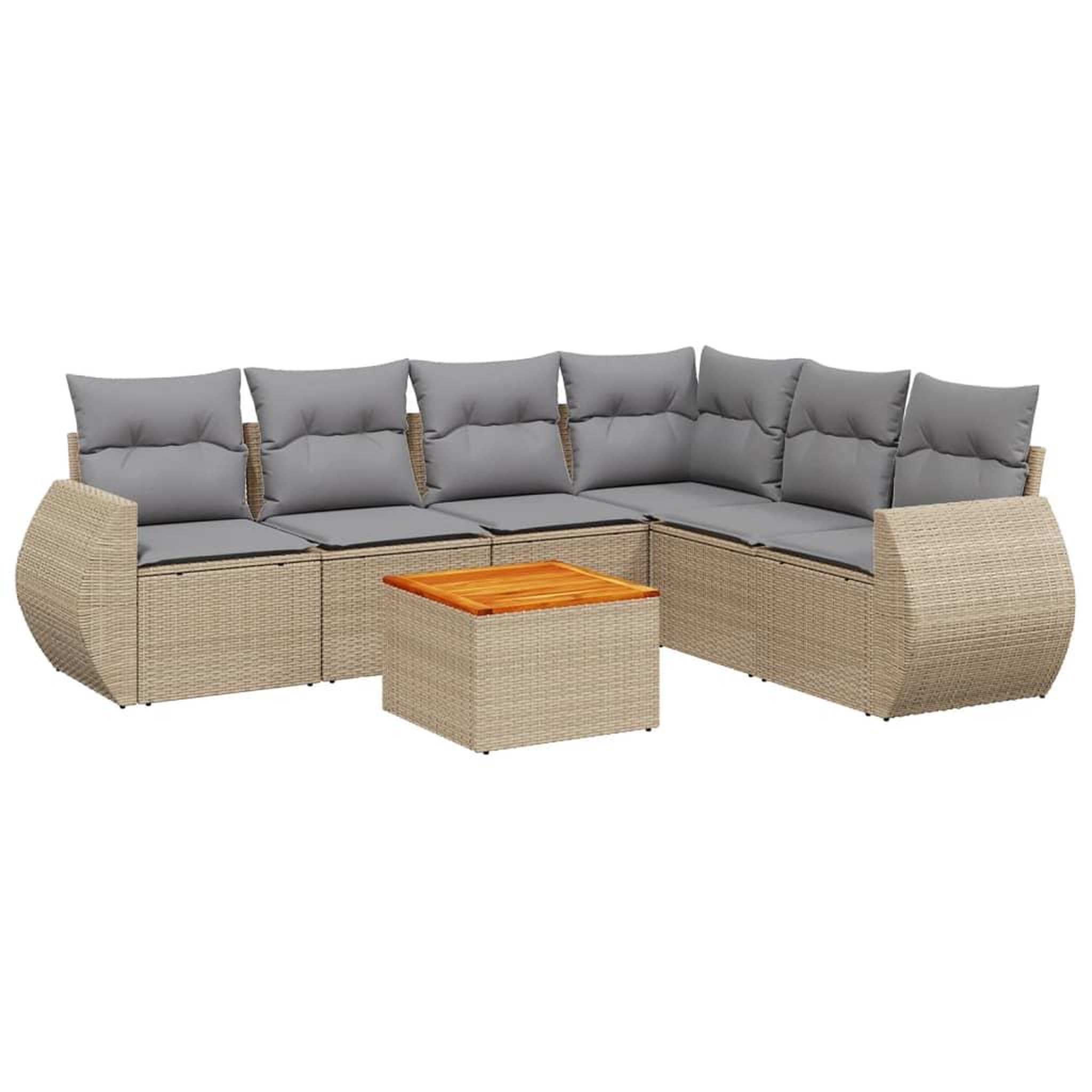 Voir la diapositive 2 : VIDAXL Salon de jardin avec coussins 7 pcs beige resine tressee
