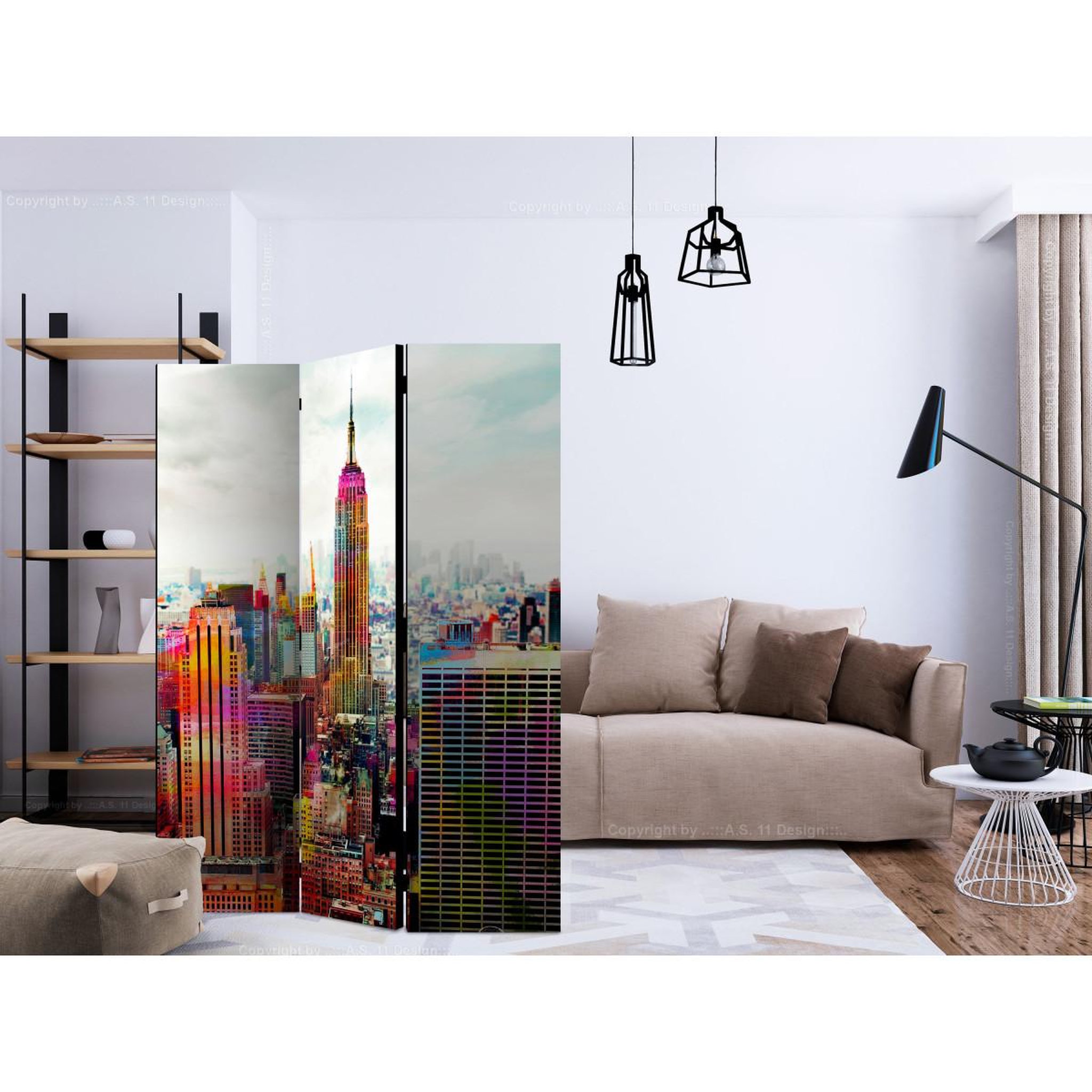 Voir la diapositive 2 : Paris Prix Paravent 3 volets  colors of new york city  135x172cm